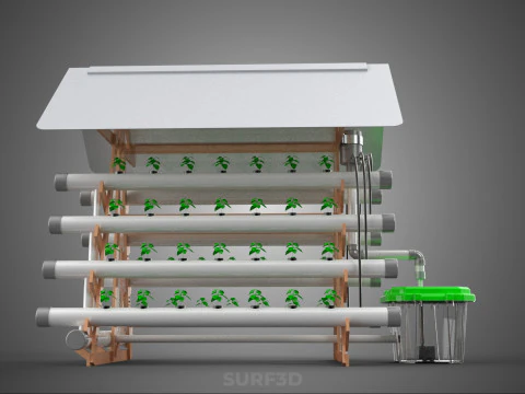 VERTICAL HYDROPONIC SOILLESS POT PLANT GROW WATER TANK RESERVOIR 3D Model