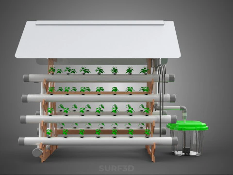 VERTICAL HYDROPONIC SOILLESS POT PLANT GROW WATER TANK RESERVOIR 3D Model