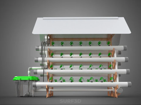 VERTICAL HYDROPONIC SOILLESS POT PLANT GROW WATER TANK RESERVOIR 3D Model