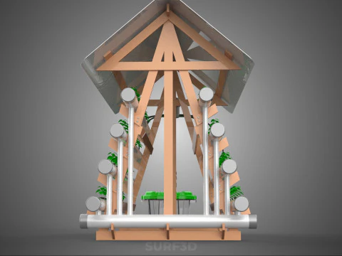 VERTICAL HYDROPONIC SOILLESS POT PLANT GROW WATER TANK RESERVOIR 3D Model