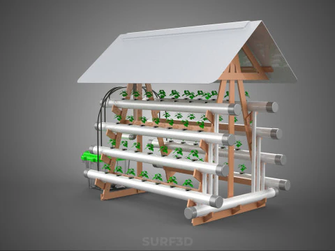 VERTICAL HYDROPONIC SOILLESS POT PLANT GROW WATER TANK RESERVOIR 3D Model