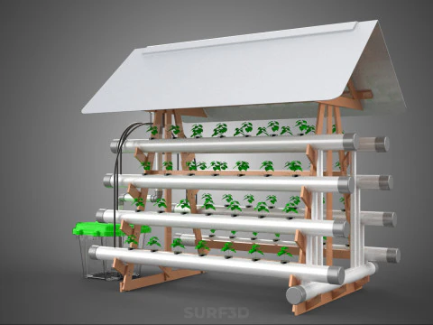 VERTICAL HYDROPONIC SOILLESS POT PLANT GROW WATER TANK RESERVOIR 3D Model