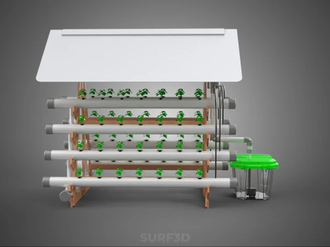 VERTICAL HYDROPONIC SOILLESS POT PLANT GROW WATER TANK RESERVOIR 3D Model