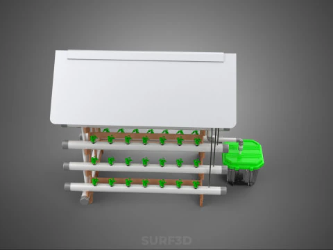 VERTICAL HYDROPONIC SOILLESS POT PLANT GROW WATER TANK RESERVOIR 3D Model