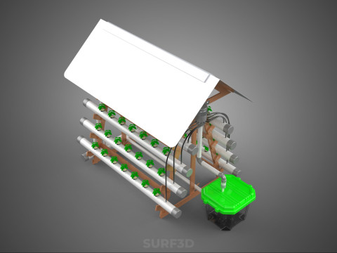 VERTICAL HYDROPONIC SOILLESS POT PLANT GROW WATER TANK RESERVOIR 3D Модель