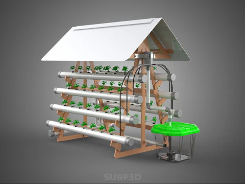 VERTICAL HYDROPONIC SOILLESS POT PLANT GROW WATER TANK RESERVOIR 3D Model