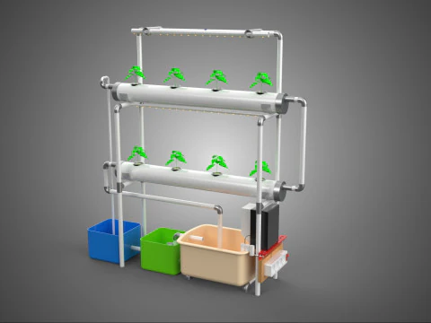 ऑटो कंट्रोल मॉनिटर न्यूट्रिएंट हाइड्रोपोनिक प्लांट एलईडी ग्रो लाइट यूवी 3D मॉडल