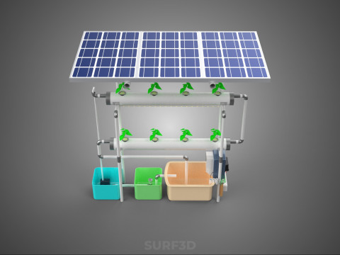 IOT CONTROL SOLAR PANEL ENERGY HYDROPONIC PLANT LED GROW LIGHT 3D Modell