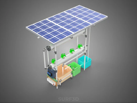 IOT CONTROL SOLAR PANEL ENERGY HYDROPONIC PLANT LED GROW LIGHT 3D Model