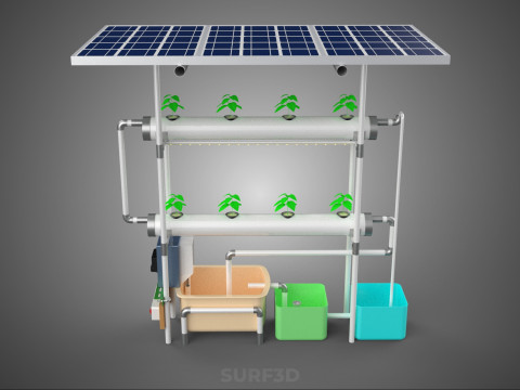 IOT CONTROL SOLAR PANEL ENERGY HYDROPONIC PLANT LED GROW LIGHT 3D Modell