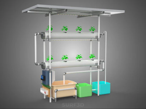 IOT CONTROL SOLAR PANEL ENERGY HYDROPONIC PLANT LED GROW LIGHT 3D Model