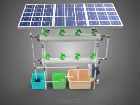 IOT CONTROL SOLAR PANEL ENERGY HYDROPONIC PLANT LED GROW LIGHT 3D Model