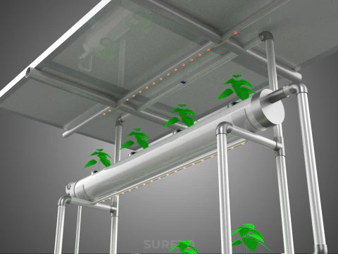 IOT CONTROL SOLAR PANEL ENERGY HYDROPONIC PLANT LED GROW LIGHT 3D Model