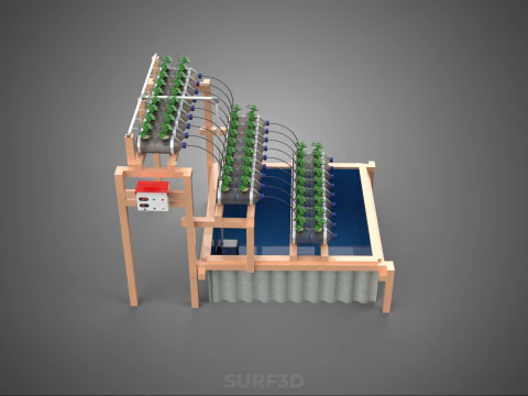 자동 제어 수경 식물 플라스틱 물병 용기 애완 동물 3D 모델