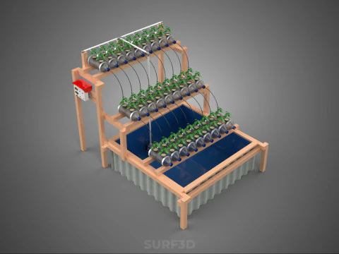 자동 제어 수경 식물 플라스틱 물병 용기 애완 동물 3D 모델