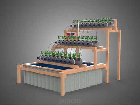 자동 제어 수경 식물 플라스틱 물병 용기 애완 동물 3D 모델