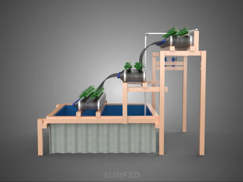 자동 제어 수경 식물 플라스틱 물병 용기 애완 동물 3D 모델