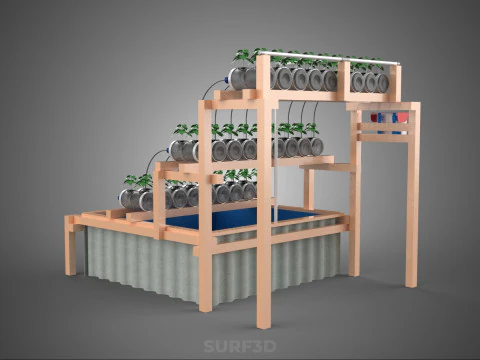 자동 제어 수경 식물 플라스틱 물병 용기 애완 동물 3D 모델