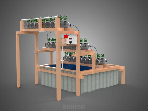 자동 제어 수경 식물 플라스틱 물병 용기 애완 동물 3D 모델