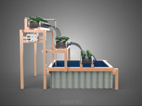 자동 제어 수경 식물 플라스틱 물병 용기 애완 동물 3D 모델