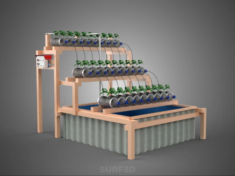 자동 제어 수경 식물 플라스틱 물병 용기 애완 동물 3D 모델