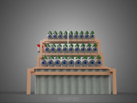 자동 제어 수경 식물 플라스틱 물병 용기 애완 동물 3D 모델