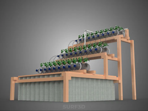 자동 제어 수경 식물 플라스틱 물병 용기 애완 동물 3D 모델
