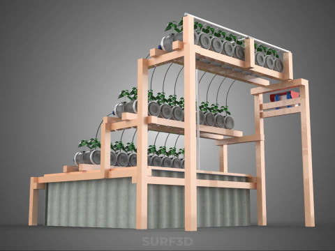 자동 제어 수경 식물 플라스틱 물병 용기 애완 동물 3D 모델