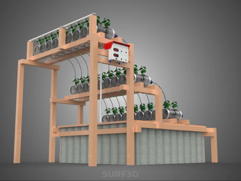 자동 제어 수경 식물 플라스틱 물병 용기 애완 동물 3D 모델