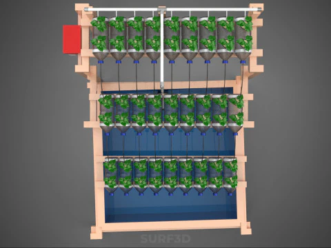 자동 제어 수경 식물 플라스틱 물병 용기 애완 동물 3D 모델