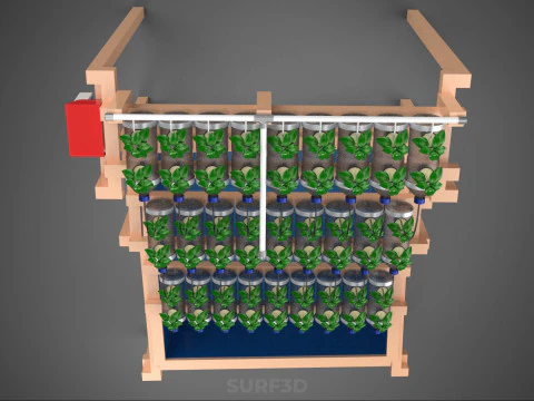 자동 제어 수경 식물 플라스틱 물병 용기 애완 동물 3D 모델