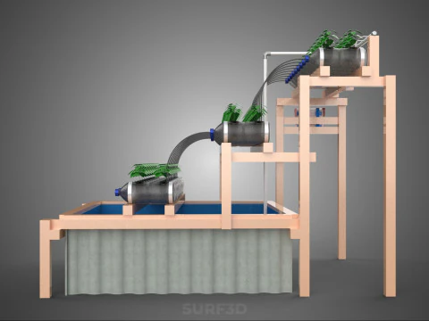 자동 제어 수경 식물 플라스틱 물병 용기 애완 동물 3D 모델