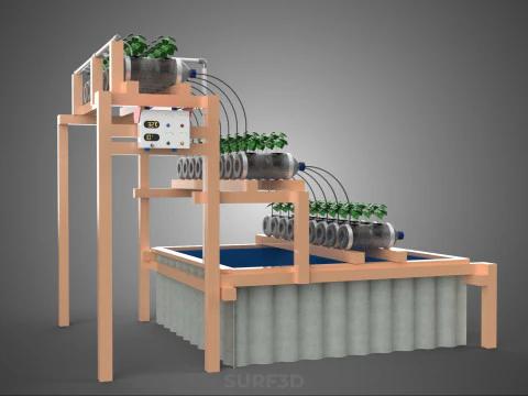 자동 제어 수경 식물 플라스틱 물병 용기 애완 동물 3D 모델