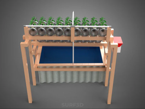 자동 제어 수경 식물 플라스틱 물병 용기 애완 동물 3D 모델