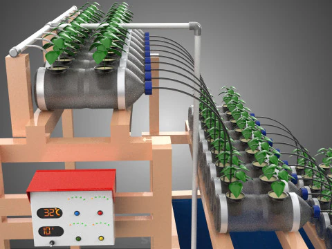 자동 제어 수경 식물 플라스틱 물병 용기 애완 동물 3D 모델