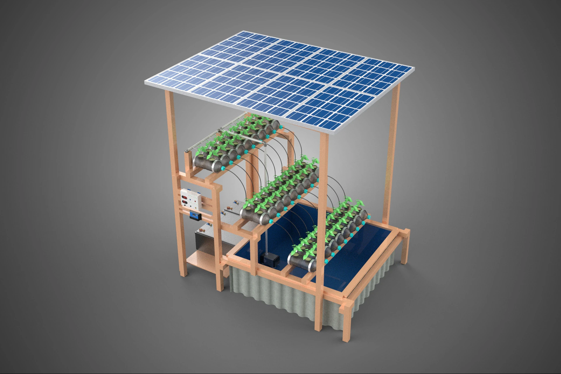IOT HYDROPONIC PLANT PLASTIC BOTTLE CONTAINER SOLAR PANEL POWER 3D Model .c4d .max .obj .3ds .fbx .stl .blend 
