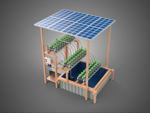IOT HYDROPONIC PLANT PLASTIC BOTTLE CONTAINER SOLAR PANEL POWER 3D 模型