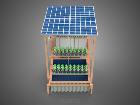 IOT HYDROPONIC PLANT PLASTIC BOTTLE CONTAINER SOLAR PANEL POWER 3Dモデル