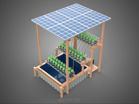 IOT HYDROPONIC PLANT PLASTIC BOTTLE CONTAINER SOLAR PANEL POWER 3Dモデル