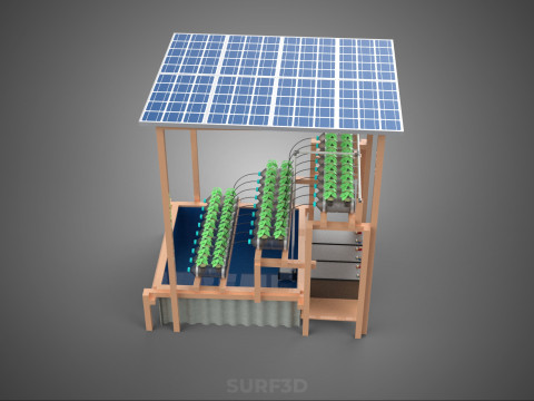 IOT HYDROPONIC PLANT PLASTIC BOTTLE CONTAINER SOLAR PANEL POWER 3Dモデル