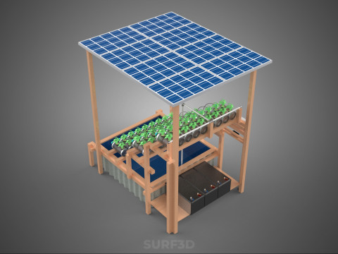 IOT HYDROPONIC PLANT PLASTIC BOTTLE CONTAINER SOLAR PANEL POWER 3Dモデル