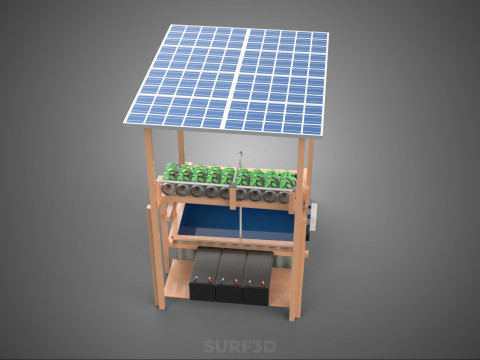 IOT HYDROPONIC PLANT PLASTIC BOTTLE CONTAINER SOLAR PANEL POWER 3Dモデル