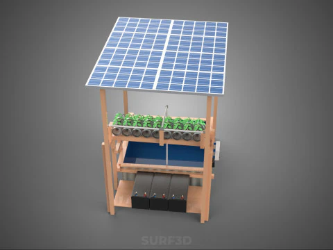 IOT HYDROPONIC PLANT PLASTIC BOTTLE CONTAINER SOLAR PANEL POWER 3D Model