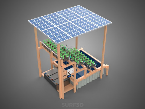 IOT HYDROPONIC PLANT PLASTIC BOTTLE CONTAINER SOLAR PANEL POWER 3Dモデル
