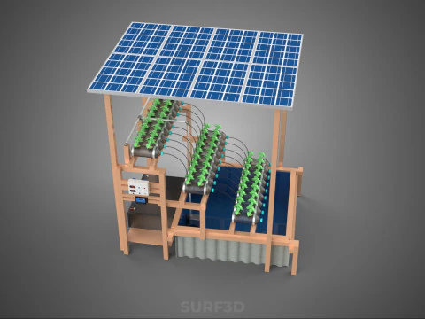 IOT HYDROPONIC PLANT PLASTIC BOTTLE CONTAINER SOLAR PANEL POWER 3D Model