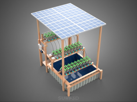 IOT HYDROPONIC PLANT PLASTIC BOTTLE CONTAINER SOLAR PANEL POWER 3Dモデル