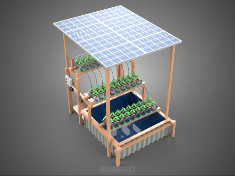 IOT HYDROPONIC PLANT PLASTIC BOTTLE CONTAINER SOLAR PANEL POWER 3D Model