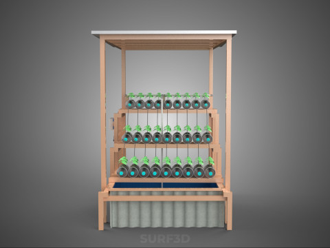 IOT HYDROPONIC PLANT PLASTIC BOTTLE CONTAINER SOLAR PANEL POWER 3Dモデル