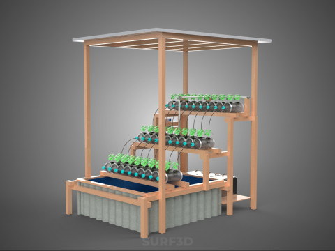 IOT HYDROPONIC PLANT PLASTIC BOTTLE CONTAINER SOLAR PANEL POWER 3Dモデル