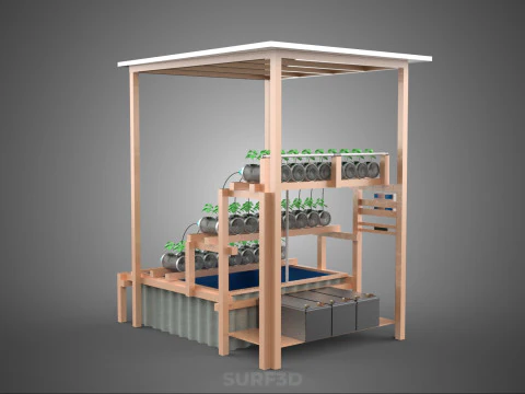 IOT HYDROPONIC PLANT PLASTIC BOTTLE CONTAINER SOLAR PANEL POWER 3D Model